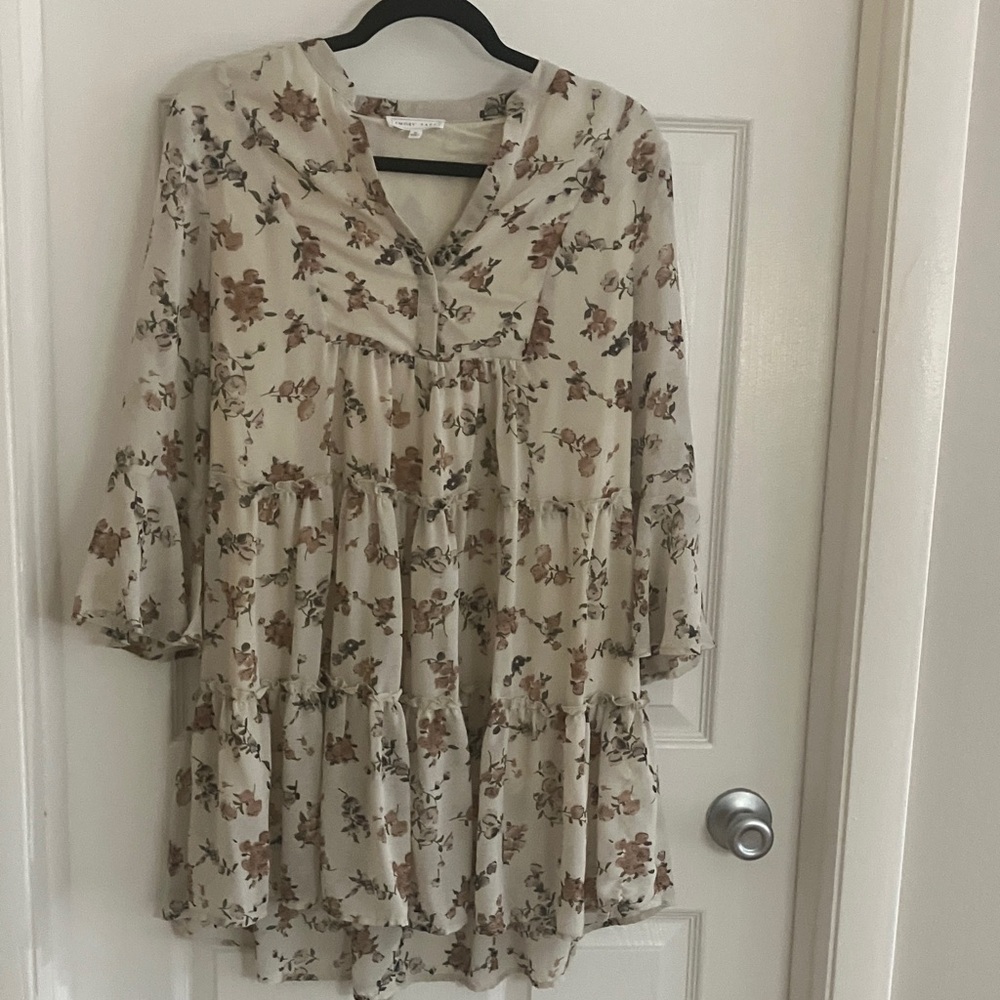 Boho Floral Cream Tunic Dress